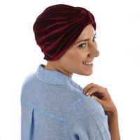 Tania Velvet Slouchy Turban | Red - Wine Burgundy
