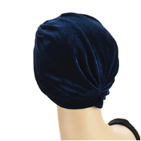 Tania Velvet Slouchy Turban | Blue - Navy Blue / Dark Blue
