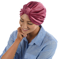 Tania Velvet Slouchy Turban | Pink - Antique Pink