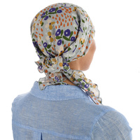 Ruffled Floral Print Triangle Scarf | Option 2 | Abstract Flowers Floral Print