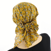 Ruffled Floral Print Triangle Scarf | #5 | Mustard Yellow
