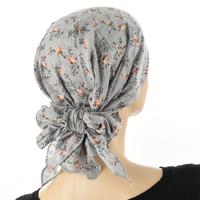 Ruffled Floral Print Triangle Scarf | #6 | Blossom Floral Print Light Grey