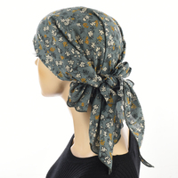 Ruffled Floral Print Triangle Scarf | #7 | Blossom Floral Print Slate Grey