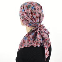 Ruffled Floral Print Triangle Scarf | #8 | Blossom Dusty Pink