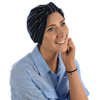 Striped Cotton Turban | Navy with White Stripes | S/M