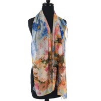 Premium Cotton Chemo Hat with Scarf Band | Option 3 | Grey Beanie N Ink Splash Colourful Scarf Band