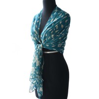 Premium Cotton Chemo Hat with Scarf Band | Option 4 | Teal Blue Beanie & Scarf Band