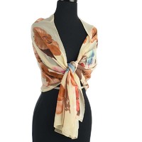 Premium Cotton Chemo Hat with Scarf Band | Option 8 | Navy Blue Beanie N Cream / Creamy Yellow Floral Scarf Band