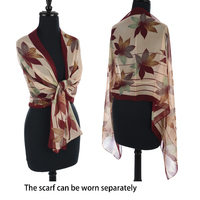 Premium Cotton Chemo Hat with Scarf Band | Option 14 | Deep Red Beanie n Burgundy Floral Scarf Band