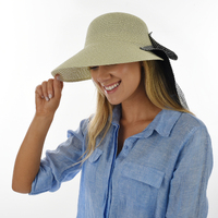 Garden Hat with Striped Convertible Neck Cover | Cream