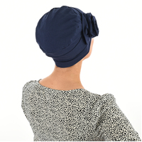 ROSETTE COTTON TURBAN - KERRY | Blue - Navy Blue / Dark Blue | S/M