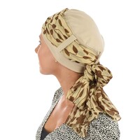 Looped Cotton Turban - Denise | Beige - Light Beige | S/M |With Sash