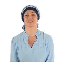 Looped Cotton Turban - Denise | Navy Blue / Dark Blue | S/M |With Sash