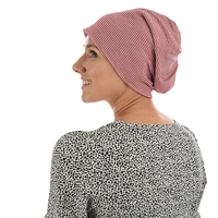 Striped Premium Cotton Beanie - Jodie | Option 3 | Red N White