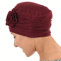 ROSETTE RUCHED BAMBOO TURBAN - HANNAH | Red - Burnt Red / Deep Red