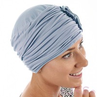 ROSETTE RUCHED BAMBOO TURBAN - HANNAH | Light Blue