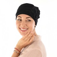 ROSETTE RUCHED BAMBOO TURBAN - HANNAH | Black