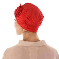 ROSETTE RUCHED BAMBOO TURBAN - HANNAH | Bright Red
