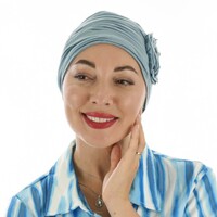 ROSETTE RUCHED BAMBOO TURBAN - HANNAH | Slate Baby Blue