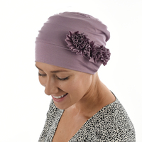 Bamboo Turban Hat with Climbing Rosettes - Lillian | Purple - Dusty Purple