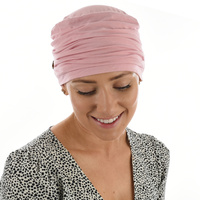 BAMBOO RUCHED TURBAN - RACHEL | Pink - With Three Buttons