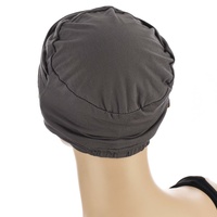 BAMBOO RUCHED TURBAN - RACHEL | Grey - Dark Grey Without Button