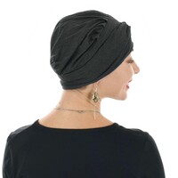 Bamboo Turban Hat with Removable Headband - Tracy | Dark Grey
