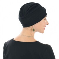 Bamboo Turban Hat with Removable Headband - Tracy | Black