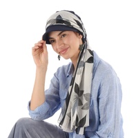  Cotton Cadet Cap with Scarf - Naomi | Option 3:  Navy | S/M
