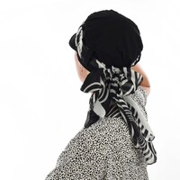  Cotton Cadet Cap with Scarf - Naomi | Option 9: Black | S/M