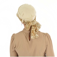  Cotton Cadet Cap with Scarf - Naomi | Option 10: Beige | L