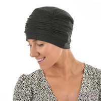 BAMBOO 4-SEAM RUCHED TURBAN HAT - RENEE | Grey - Dark Grey / Charcoal