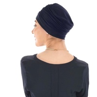 BAMBOO 4-SEAM RUCHED TURBAN HAT - RENEE | Navy Blue / Dark Blue