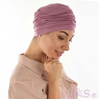 BAMBOO 4-SEAM RUCHED TURBAN HAT - RENEE | Dusty Mauve Purple