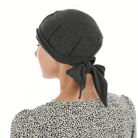 Bamboo Slip-on Cap with Tails - Susan | Charcoal Dark Grey