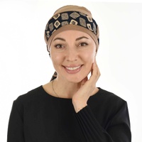 Bamboo Beanie Turban - Tina | Option 3 | BEIGE Turban with Sash
