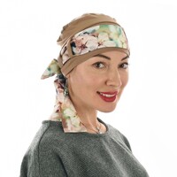 Bamboo Beanie Turban - Tina | Option 10 | BEIGE Turban with Sash