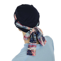 Bamboo Beanie Turban - Tina | Option 11 | NAVY Turban with Sash