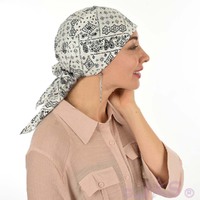 Cotton Triangle Head Scarf - Lara | Paisley Print - White