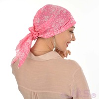 Cotton Triangle Head Scarf - Lara | Paisley Print - Pink