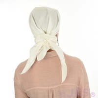 Cotton Triangle Head Scarf - Lara | Solid / Plain - White