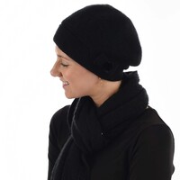 Angora Cosy Cap - Elena | Black