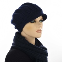 Knitted Bakerboy Hat - Natalie | Blue - Navy Blue / Dark Blue