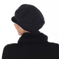 Knitted Bakerboy Hat - Natalie | Black