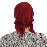 Stretch Chemo Pre-Tied Scarf Ella | Red - Burnt Red / Deep Red