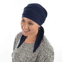 Soft Pleated Triangle Scarf - Carly | Blue - Navy Blue / Dark Blue