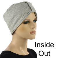 Ruched Cotton Turban Beanie Hailey | Grey - Light Grey