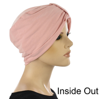 Ruched Cotton Turban Beanie Hailey | Pink - Dusty Pink
