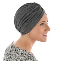 Reversible Classic Cotton Turban - Nora | Grey - Dark Grey