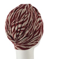 Soft Animal Print Pleated Turban | Option 5 | Zebra Print: Burgundy and Beige